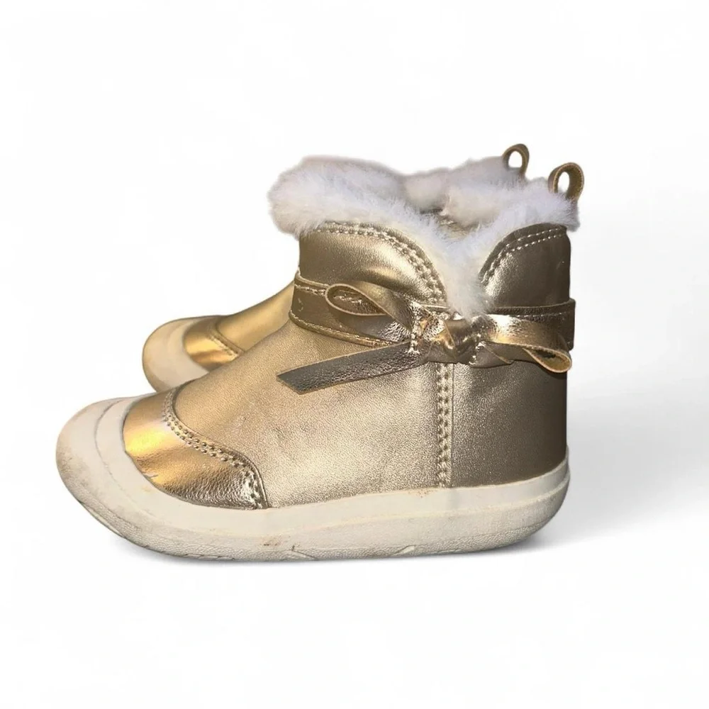 Stepping Stones Gold and White Boots  Toddler Girl Size 6